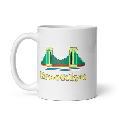 Brooklyn — white mug, 11 oz, left side, logo on both sides