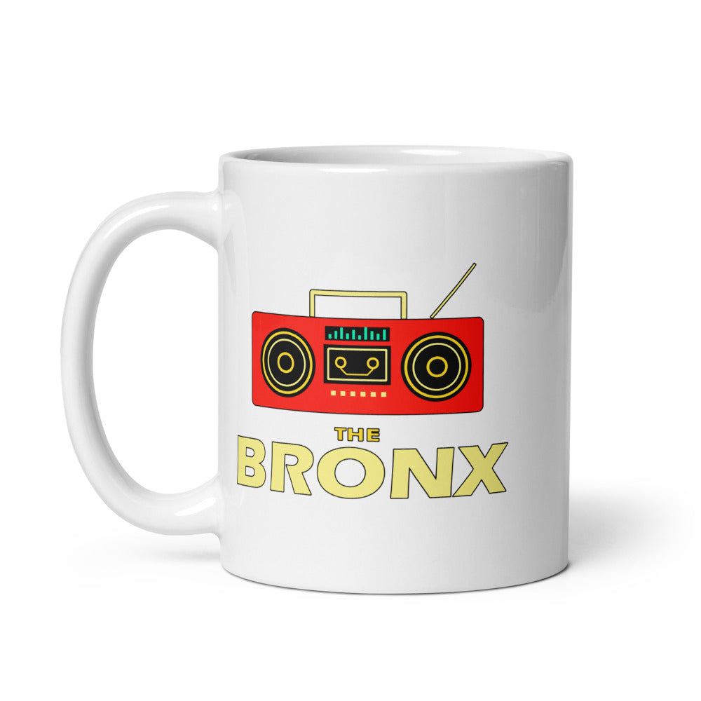 The Bronx — white mug, 11 oz, left side, logo on both sides