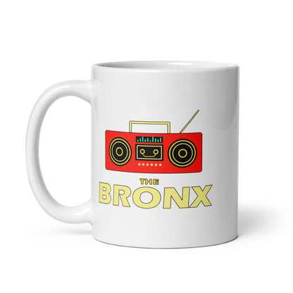 The Bronx — white mug, 11 oz, left side, logo on both sides