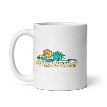 Palm Harbor — white mug, 11 oz, left side, logo on both sides