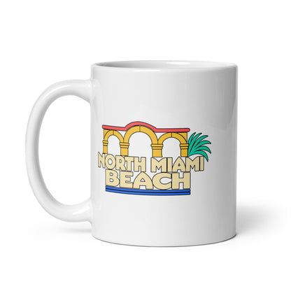 North Miami Beach — white mug, 11 oz, left side, logo on both sides