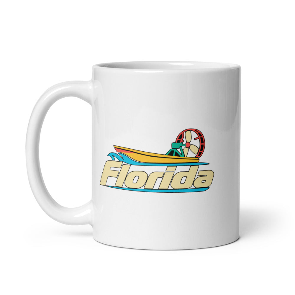 Florida Airboat — white mug, 11 oz, left side, logo on both sides