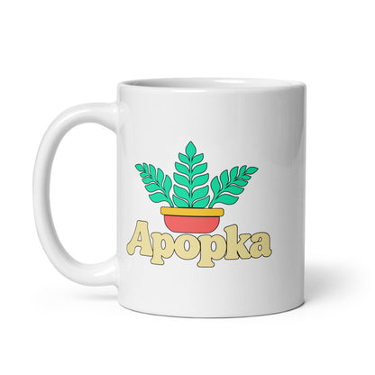 Apopka — white mug, 11 oz, left side, logo on both sides