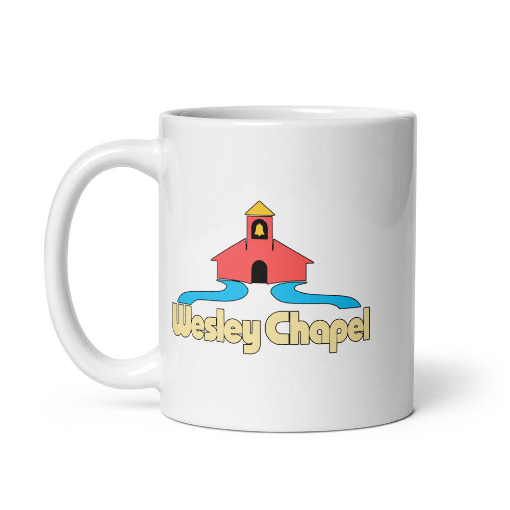 Wesley Chapel — white mug, 11 oz, left side, logo on both sides