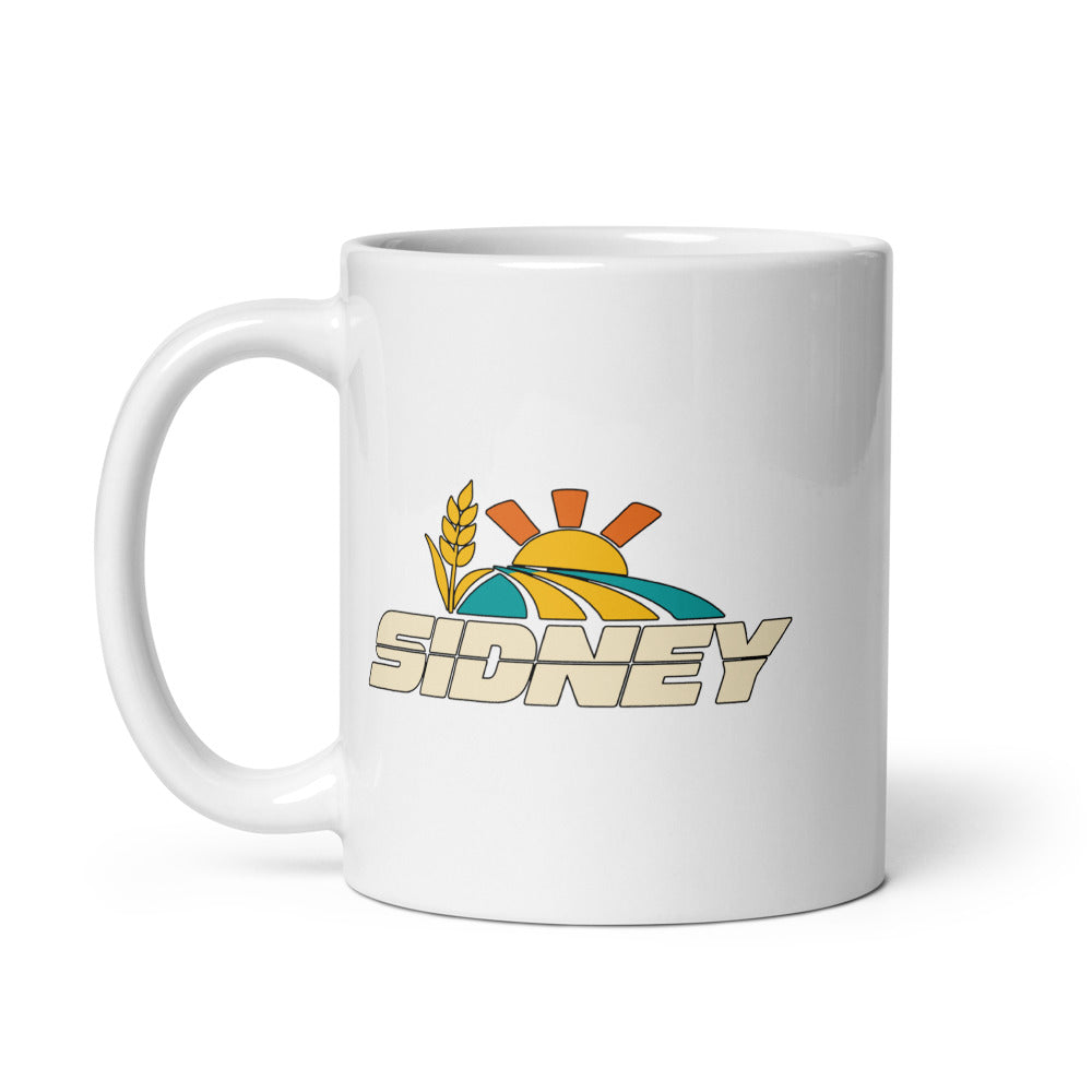 Sidney — white mug, 11 oz, left side, logo on both sides