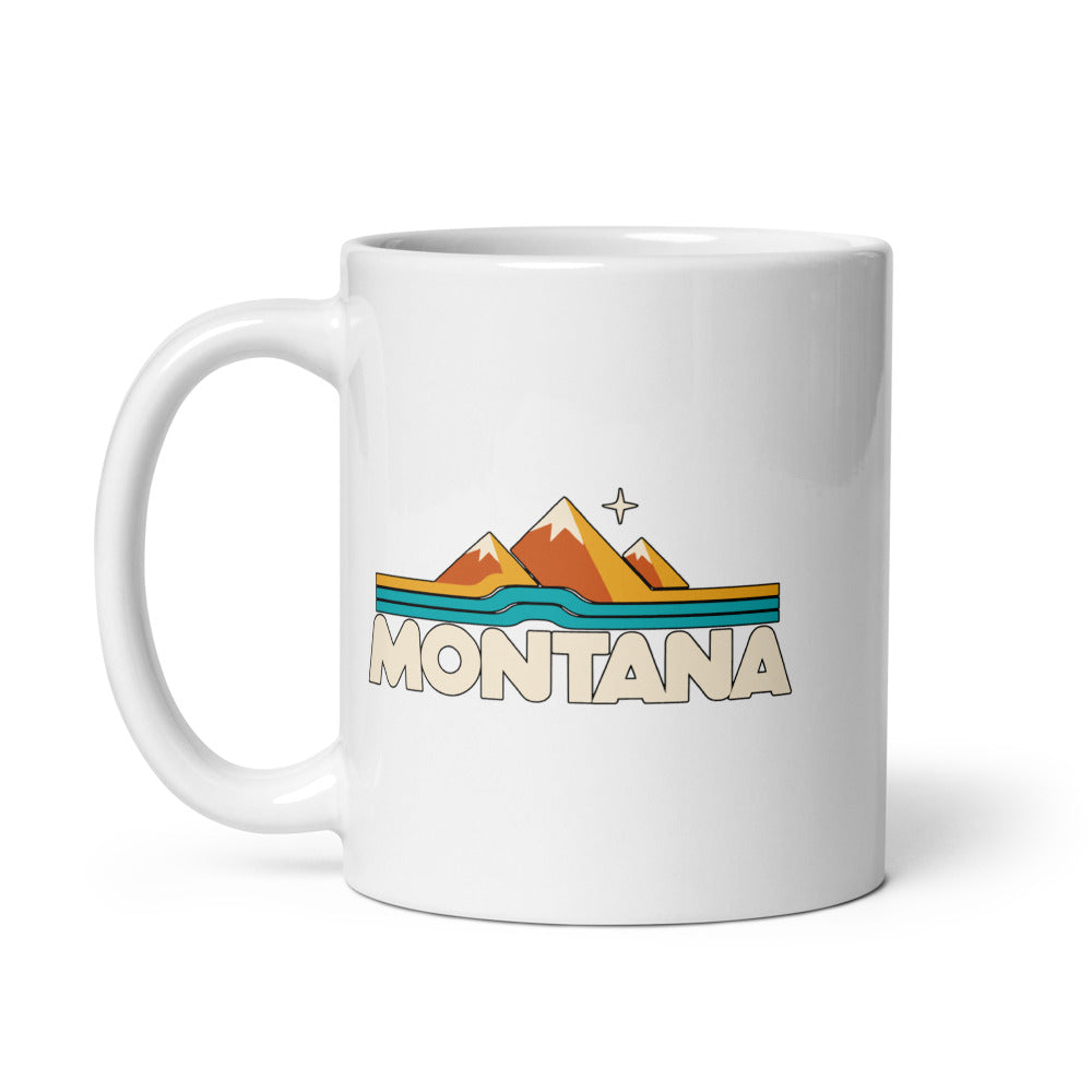 Montana Mountain Lines — white mug, 11 oz, left side, logo on both sides