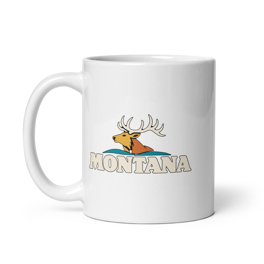 Montana Elk — white mug, 11 oz, left side, logo on both sides