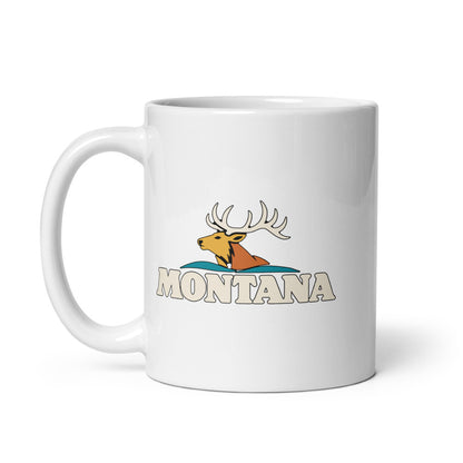 Montana Elk — white mug, 11 oz, left side, logo on both sides