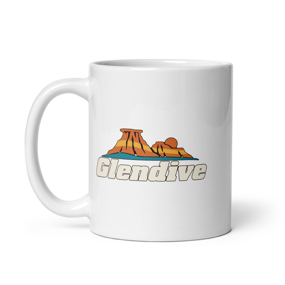 Glendive — white mug, 11 oz, left side, logo on both sides