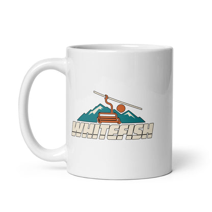 Whitefish — white mug, 11 oz, left side, logo on both sides