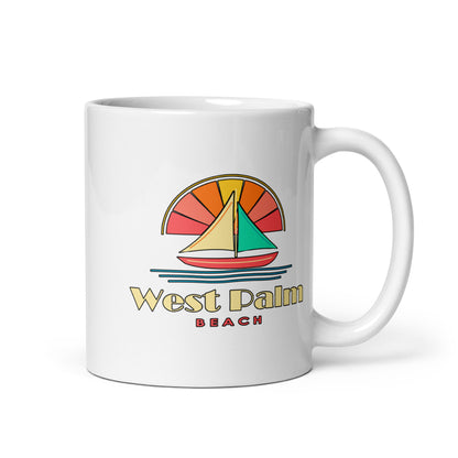 West Palm Beach — White mug, 11 oz, right side, logo on both sides