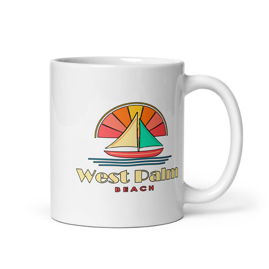 West Palm Beach — White mug, 11 oz, right side, logo on both sides