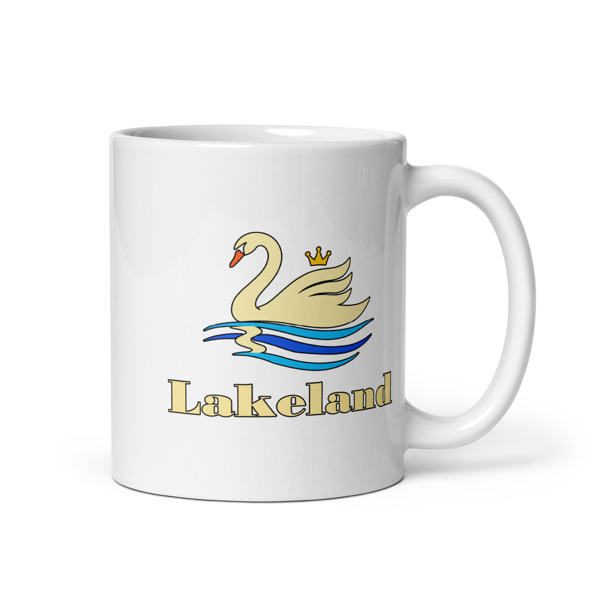 Lakeland — White mug, 11 oz, right side, logo on both sides