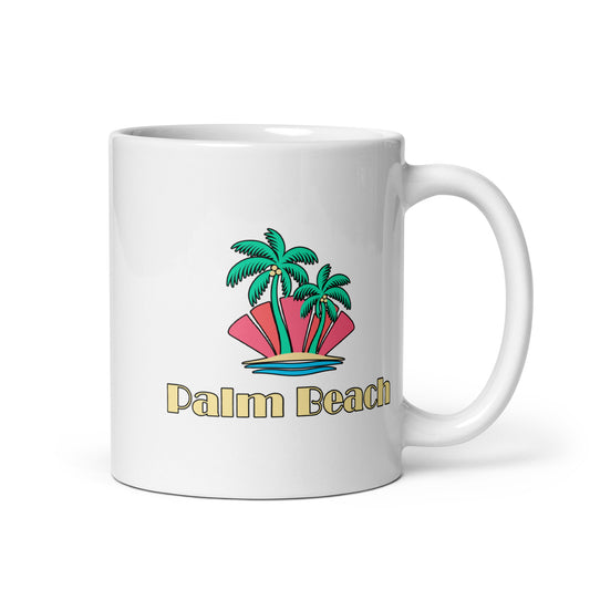 Palm Beach — White mug, 11 oz, right side, logo on both sides