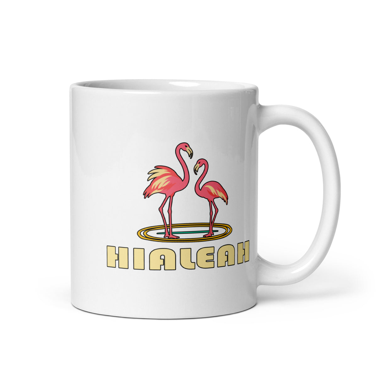 Hialeah — White mug, 11 oz, right side, logo on both sides