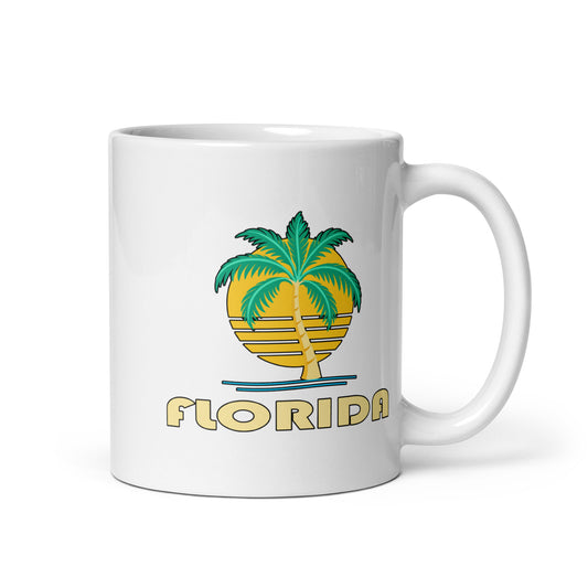 Florida Golden Palm — White mug, 11 oz, right side, logo on both sides