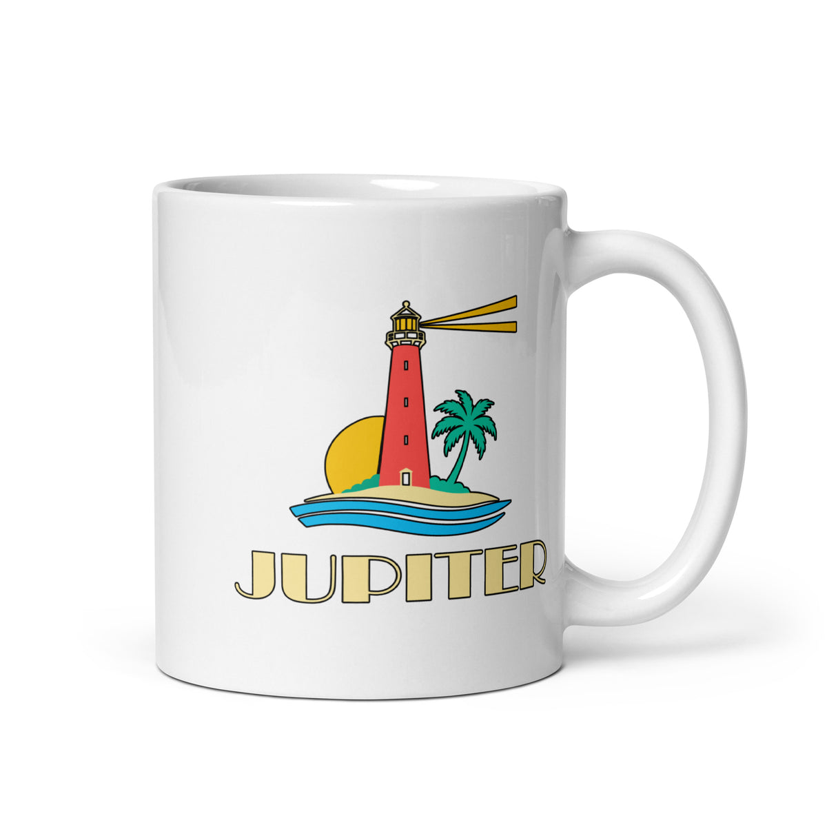 Jupiter — White mug, 11 oz, right side, logo on both sides