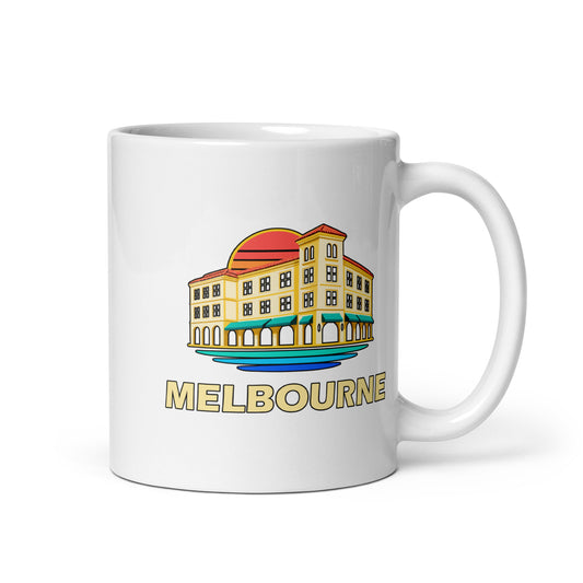 Melbourne — White mug, 11 oz, right side, logo on both sides