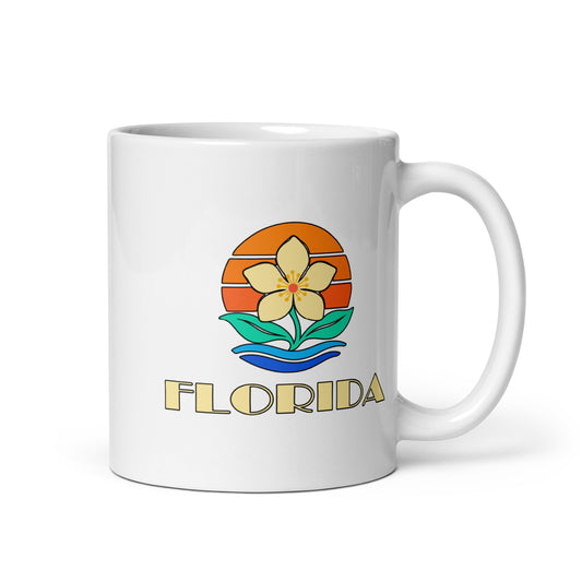 Florida Orange Blossom — White mug, 11 oz, right side, logo on both sides