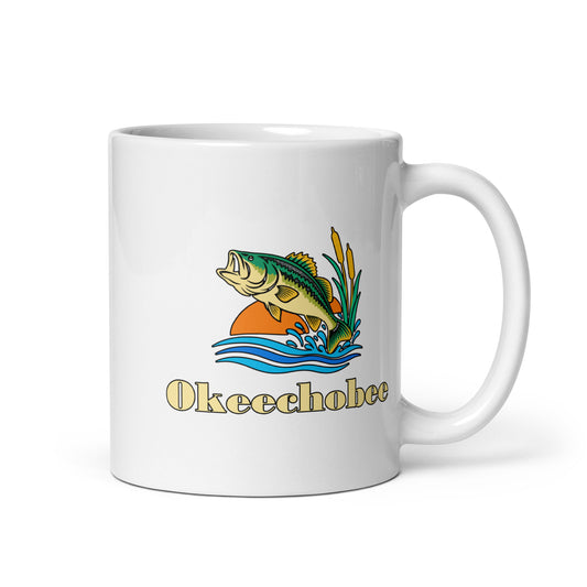 Okeechobee — White mug, 11 oz, right side, logo on both sides
