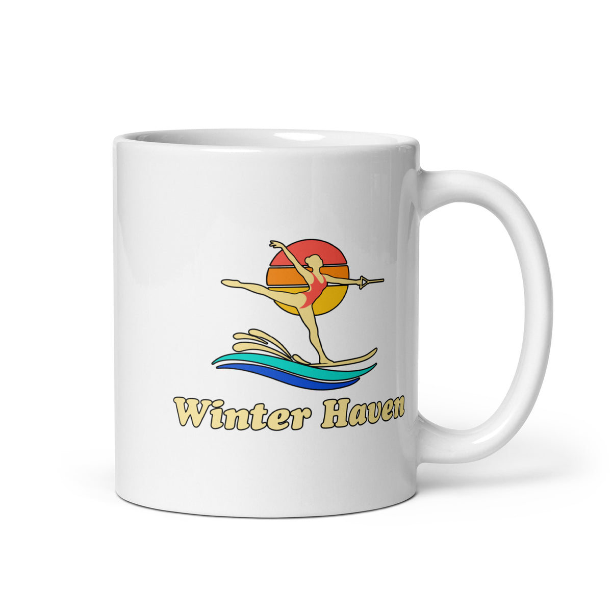 Winter Haven — White mug, 11 oz, right side, logo on both sides