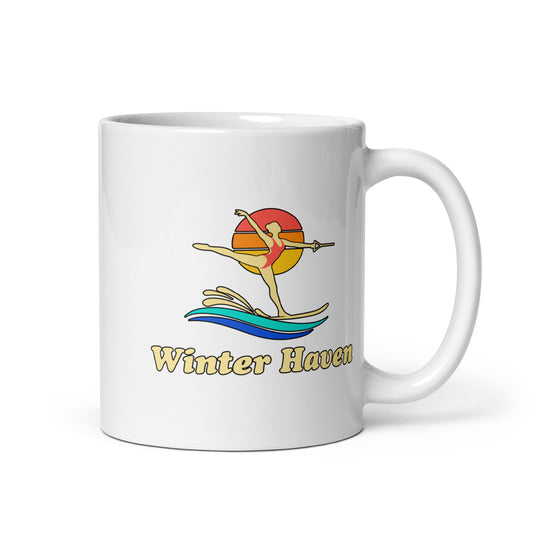 Winter Haven — White mug, 11 oz, right side, logo on both sides