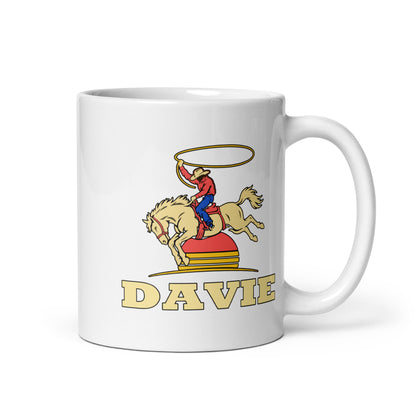 Davie — White mug, 11 oz, right side, logo on both sides