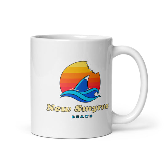 New Smyrna Beach — White mug, 11 oz, right side, logo on both sides