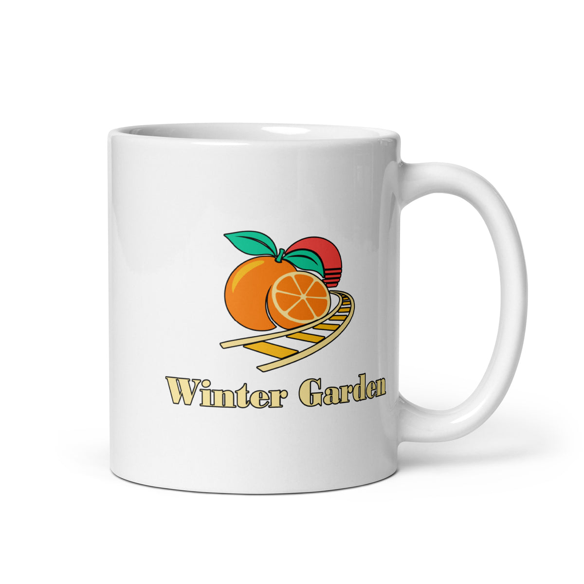 Winter Garden — White mug, 11 oz, right side, logo on both sides