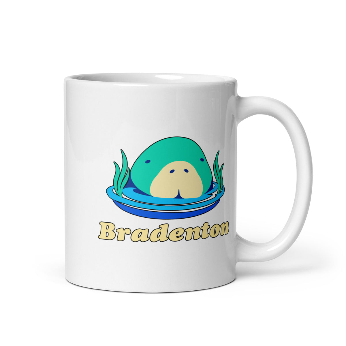 Bradenton — White mug, 11 oz, right side, logo on both sides