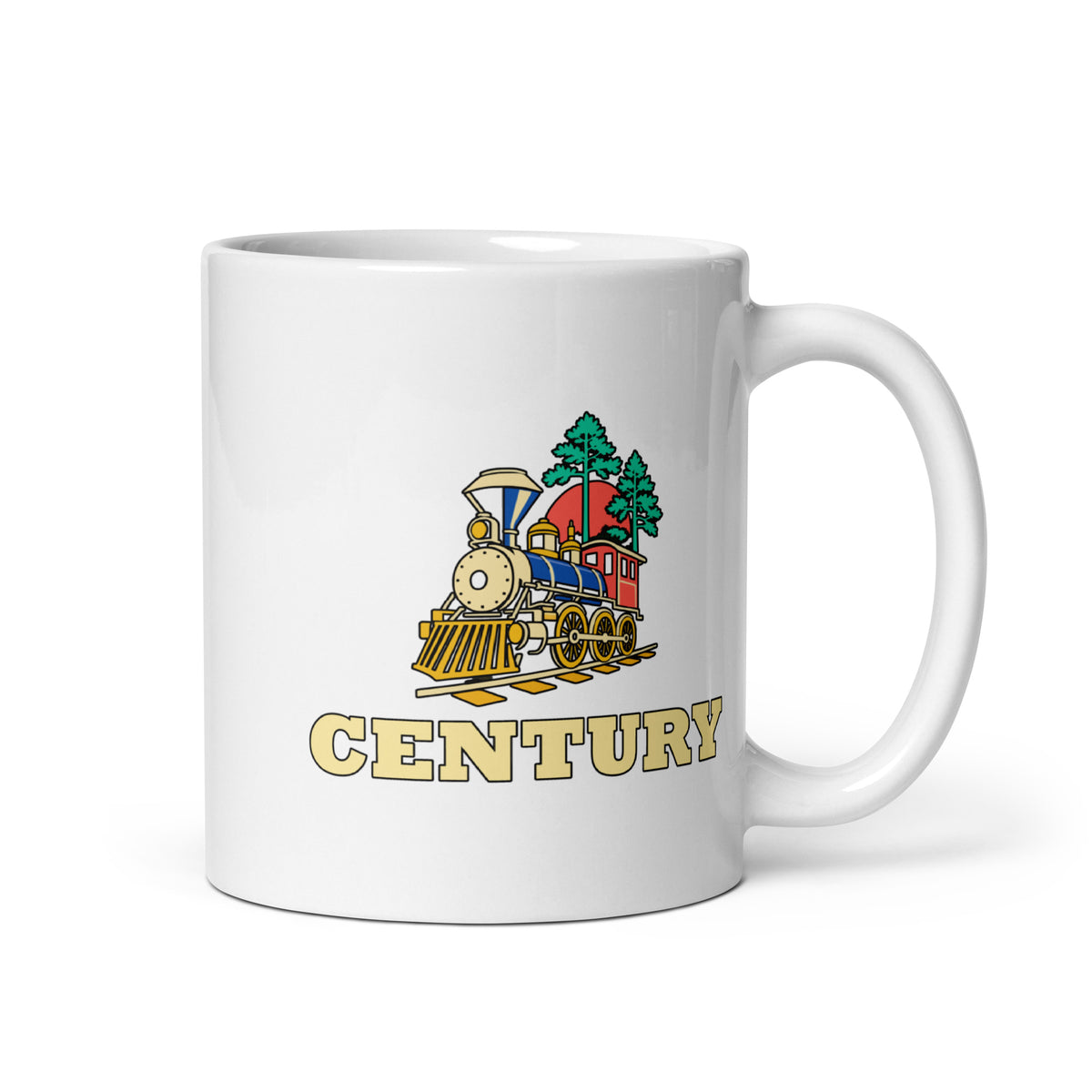 Century — White mug, 11 oz, right side, logo on both sides