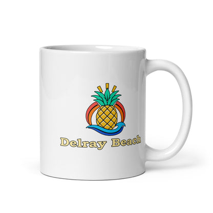 Delray Beach — White mug, 11 oz, right side, logo on both sides