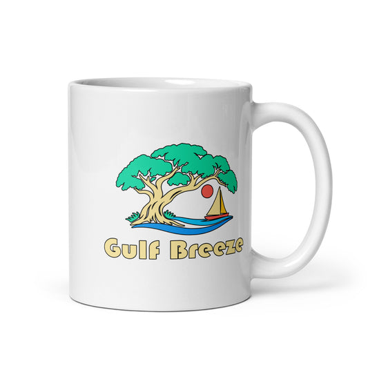 Gulf Breeze — White mug, 11 oz, right side, logo on both sides