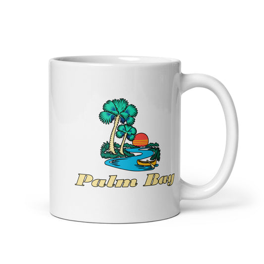 Palm Bay — White mug, 11 oz, right side, logo on both sides