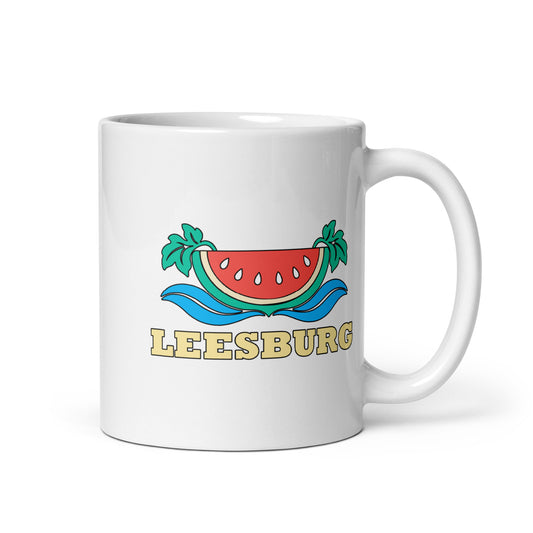 Leesburg — White mug, 11 oz, right side, logo on both sides