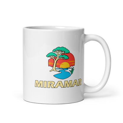 Miramar — White mug, 11 oz, right side, logo on both sides