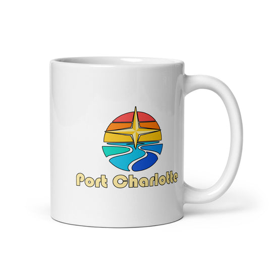 Port Charlotte — White mug, 11 oz, right side, logo on both sides