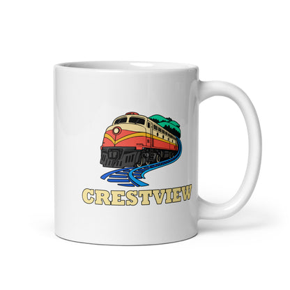 Crestview — White mug, 11 oz, right side, logo on both sides