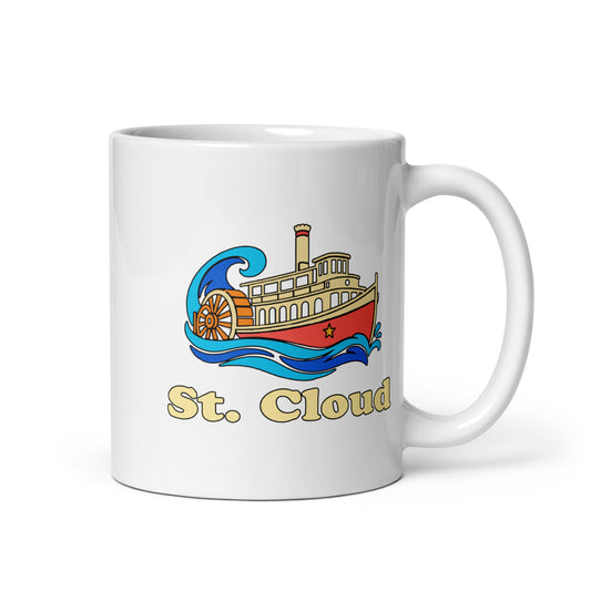 St. Cloud — White mug, 11 oz, right side, logo on both sides
