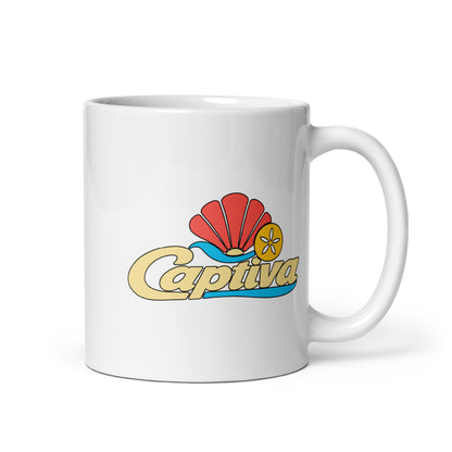 Captiva — White mug, 11 oz, right side, logo on both sides