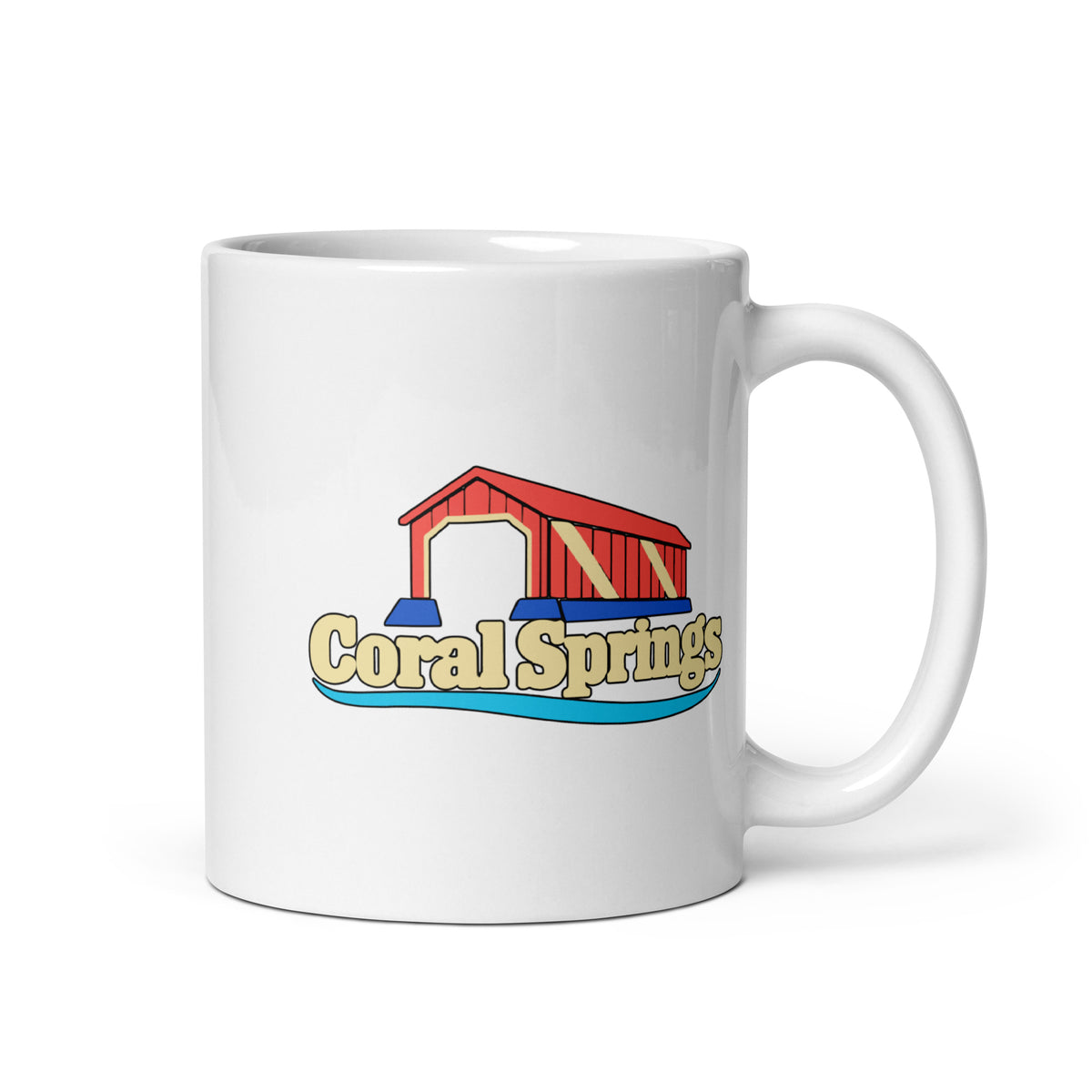 Coral Springs — White mug, 11 oz, right side, logo on both sides