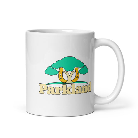 Parkland — White mug, 11 oz, right side, logo on both sides
