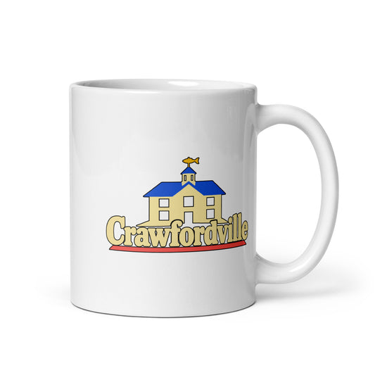 Crawfordville — White mug, 11 oz, right side, logo on both sides