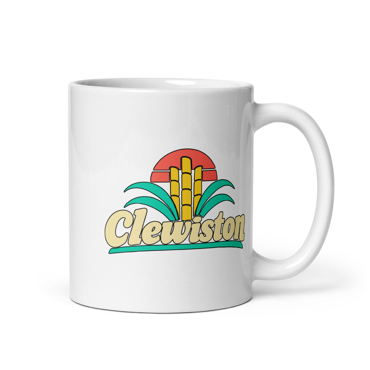 Clewiston — White mug, 11 oz, right side, logo on both sides