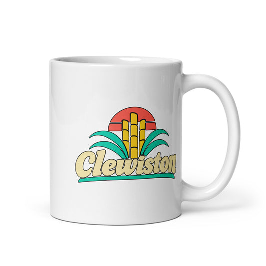 Clewiston — White mug, 11 oz, right side, logo on both sides