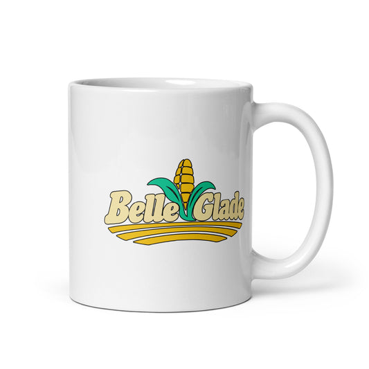 Belle Glade — White mug, 11 oz, right side, logo on both sides