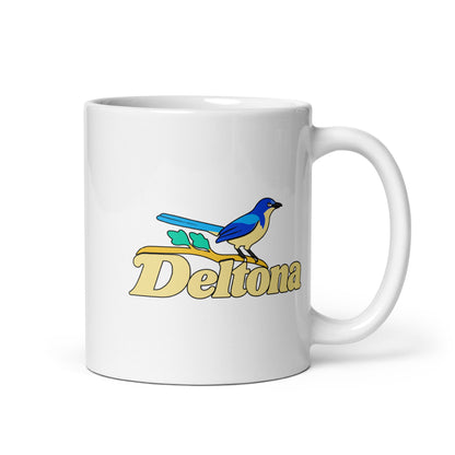 Deltona — White mug, 11 oz, right side, logo on both sides