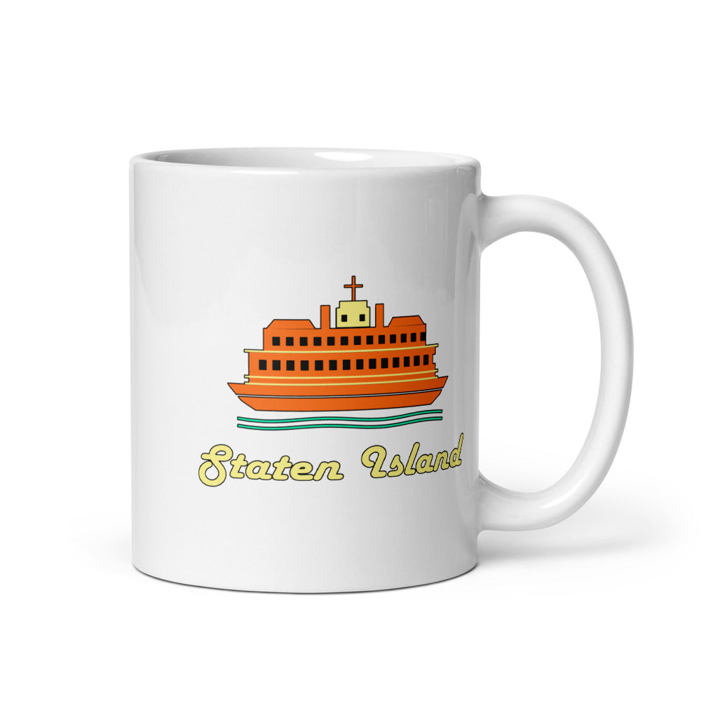 Staten Island — white mug, 11 oz, right side, logo on both sides