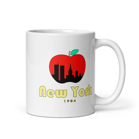 New York — white mug, 11 oz, right side, logo on both sides