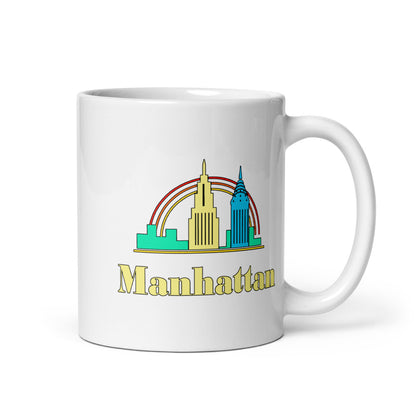 Manhattan — white mug, 11 oz, right side, logo on both sides